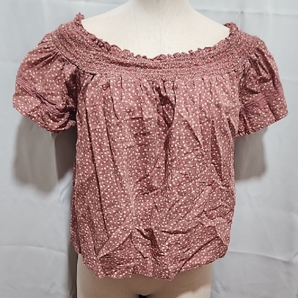 Arizona Jean CO. Smocked Off-Shoulder Blouse - Mauve
